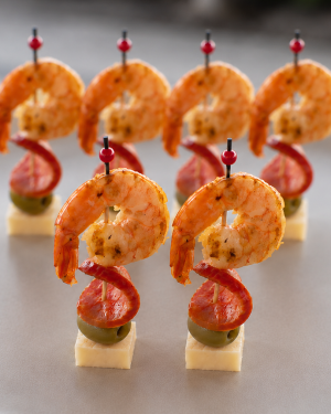 prawn & chorizo skewer
